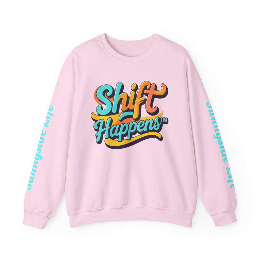 SHIFT Crewneck Sweatshirt — 'Shift Happens / Kiss My Sunnyside' Retro Graphic Pullover