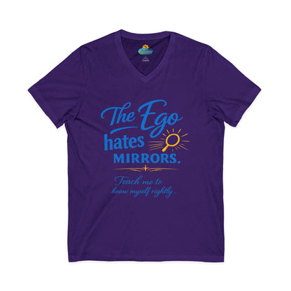 The Ego Hates Mirrors™ Unisex V-Neck | Sunnyside Life™ Self-Awareness Tee
