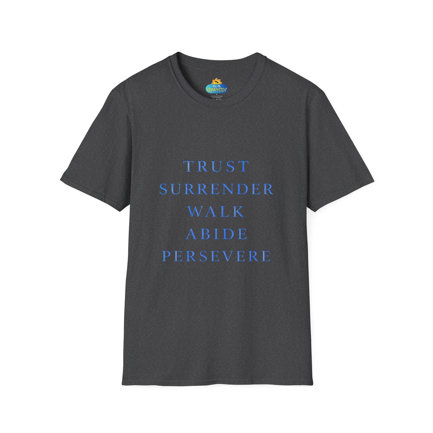 Trust Surrender Walk Abide Persevere™ Womens V-Neck Tee | Catholic Inspirational Shirt | Sunnyside Life™