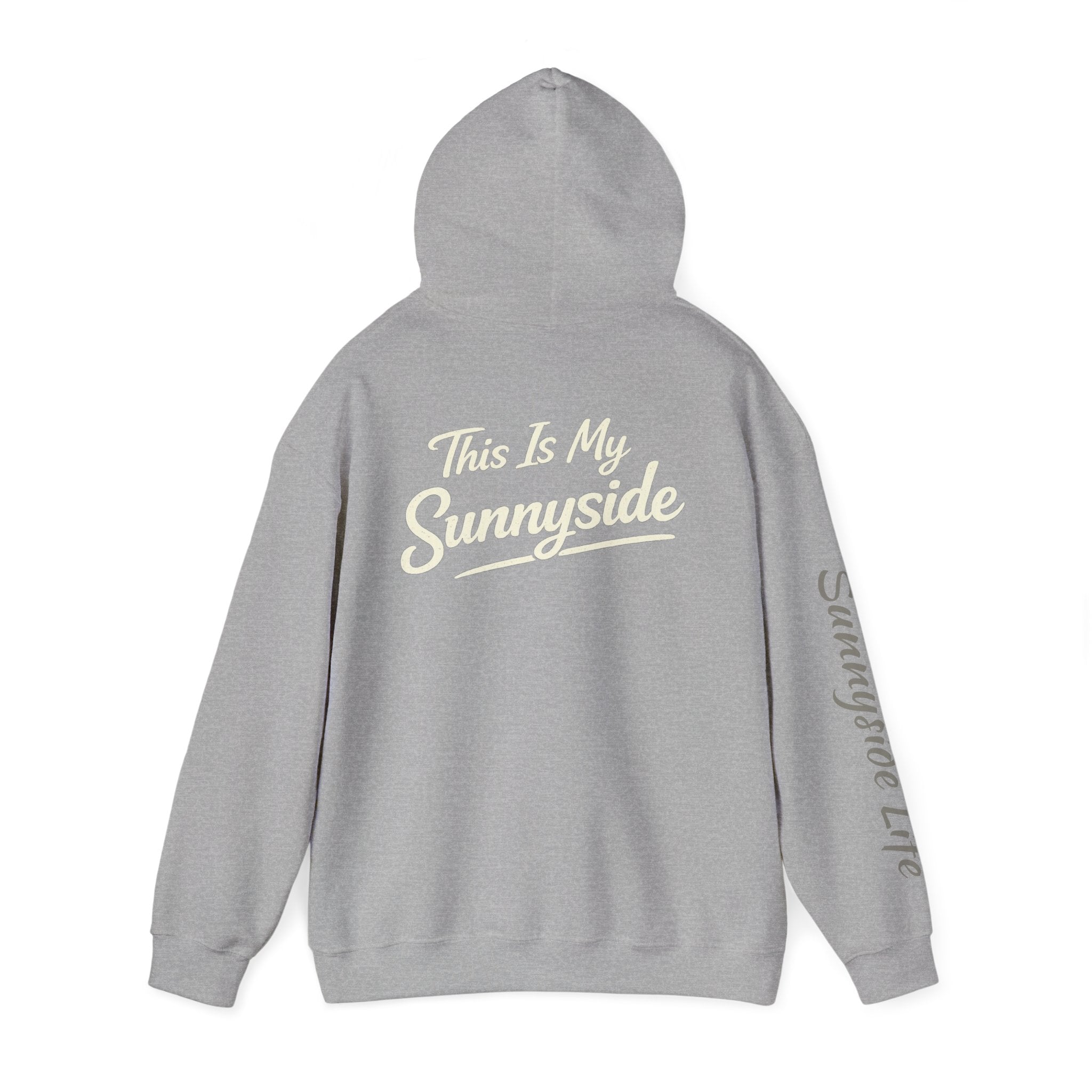 Live The Sunnyside Shift™ — Retro Sun Script Hooded Sweatshirt