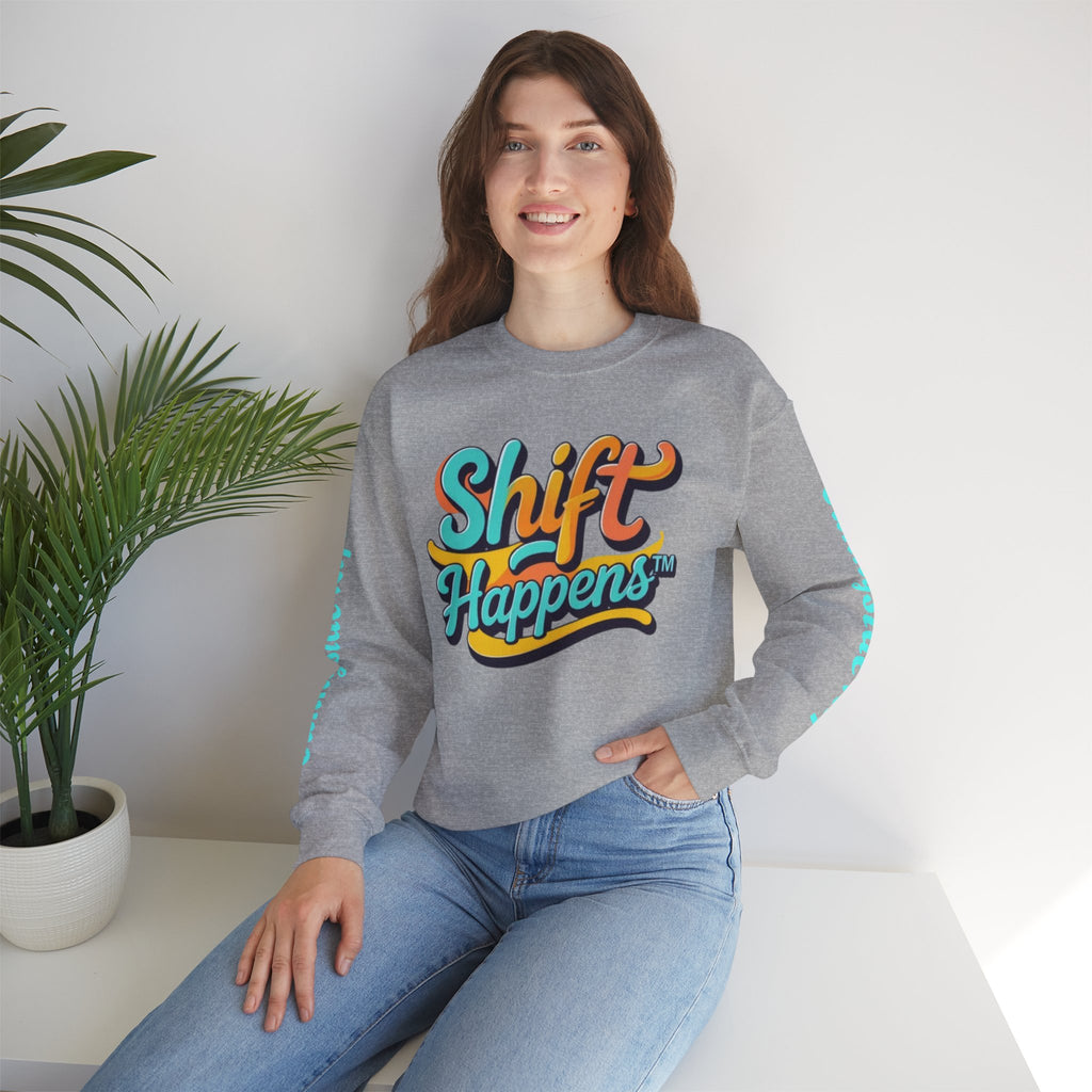 SHIFT Crewneck Sweatshirt — 'Shift Happens / Kiss My Sunnyside' Retro Graphic Pullover