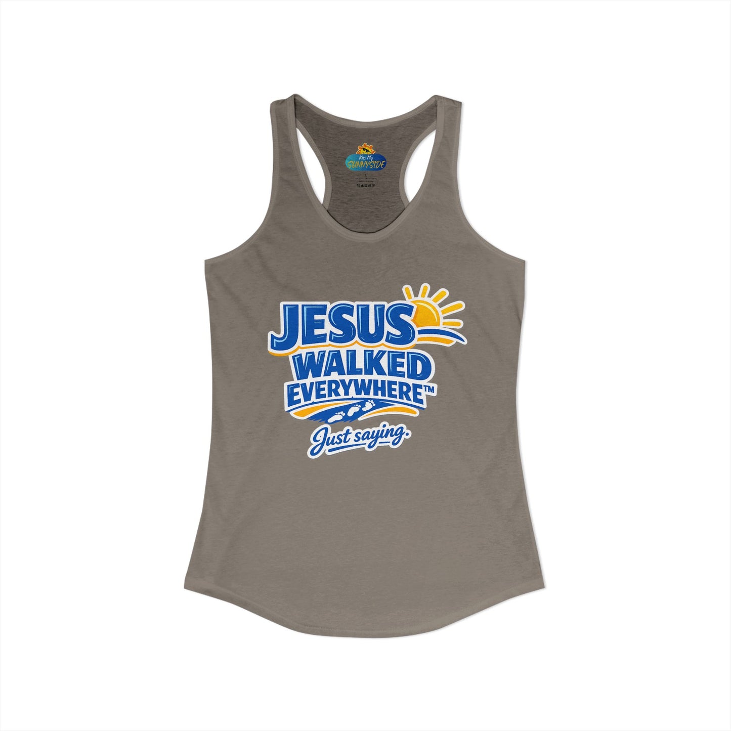 JESUS WALKED EVERYWHERE™ Racerback Tank Top – Just Saying | Christian Women’s Tank