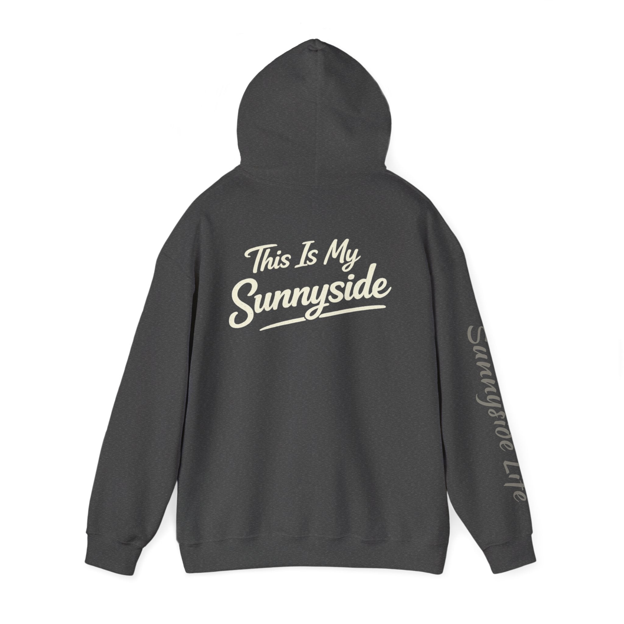 Live The Sunnyside Shift™ — Retro Sun Script Hooded Sweatshirt