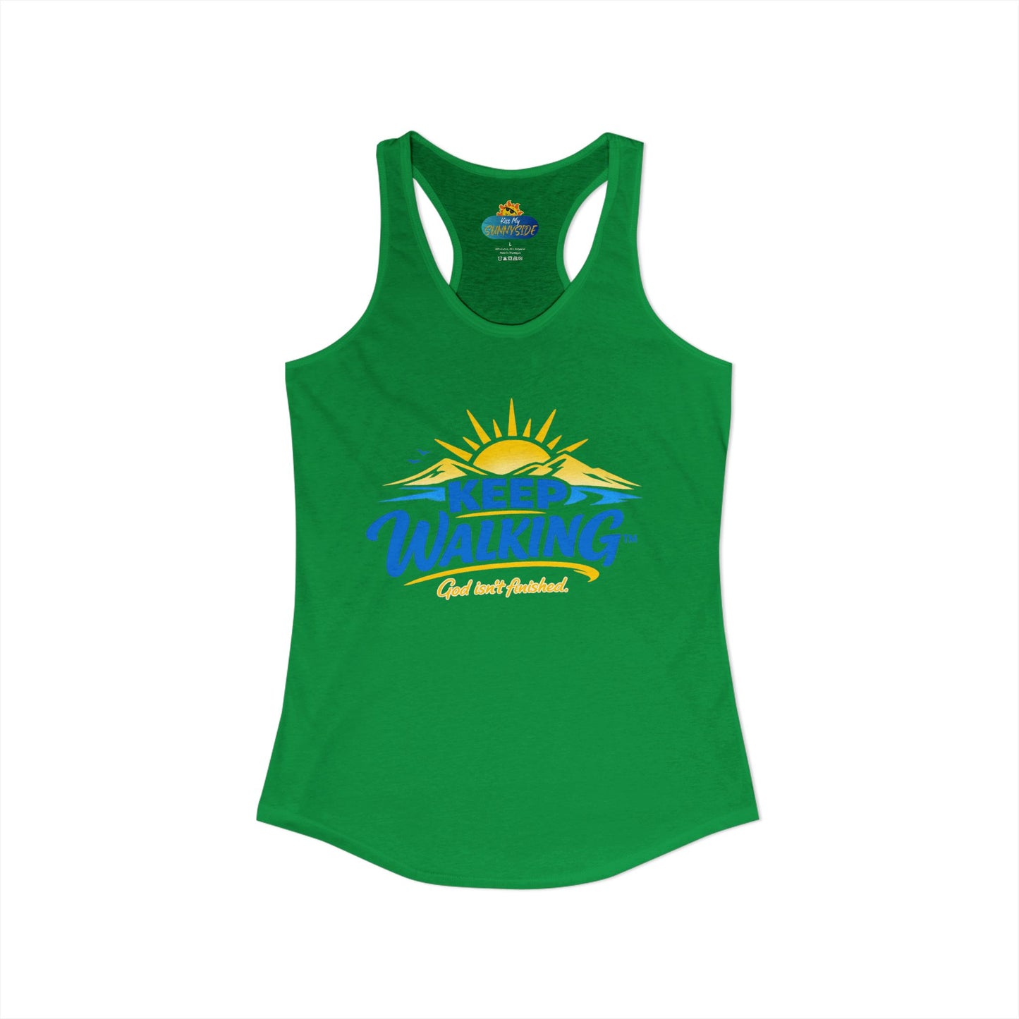 KEEP WALKING™ Racerback Tank Top – God Isn’t Finished | Faith & Motivation Women’s Tank