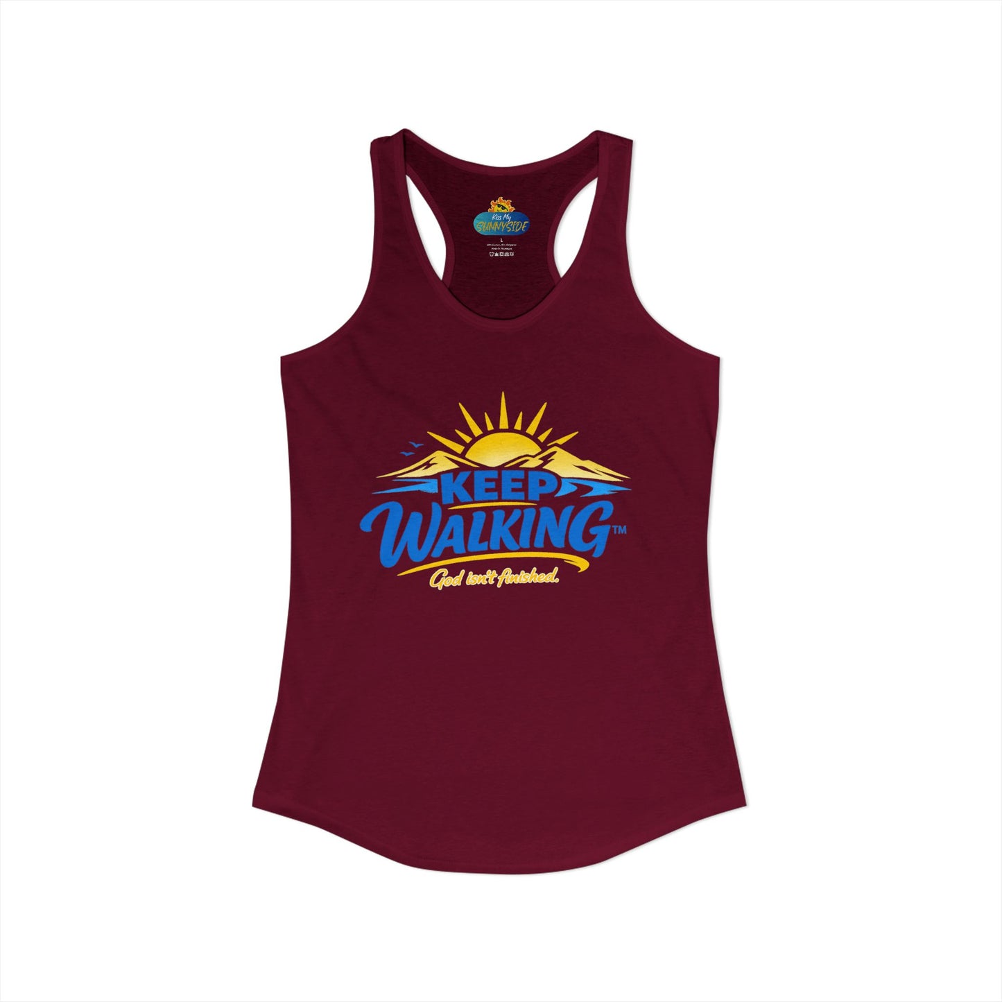 KEEP WALKING™ Racerback Tank Top – God Isn’t Finished | Faith & Motivation Women’s Tank