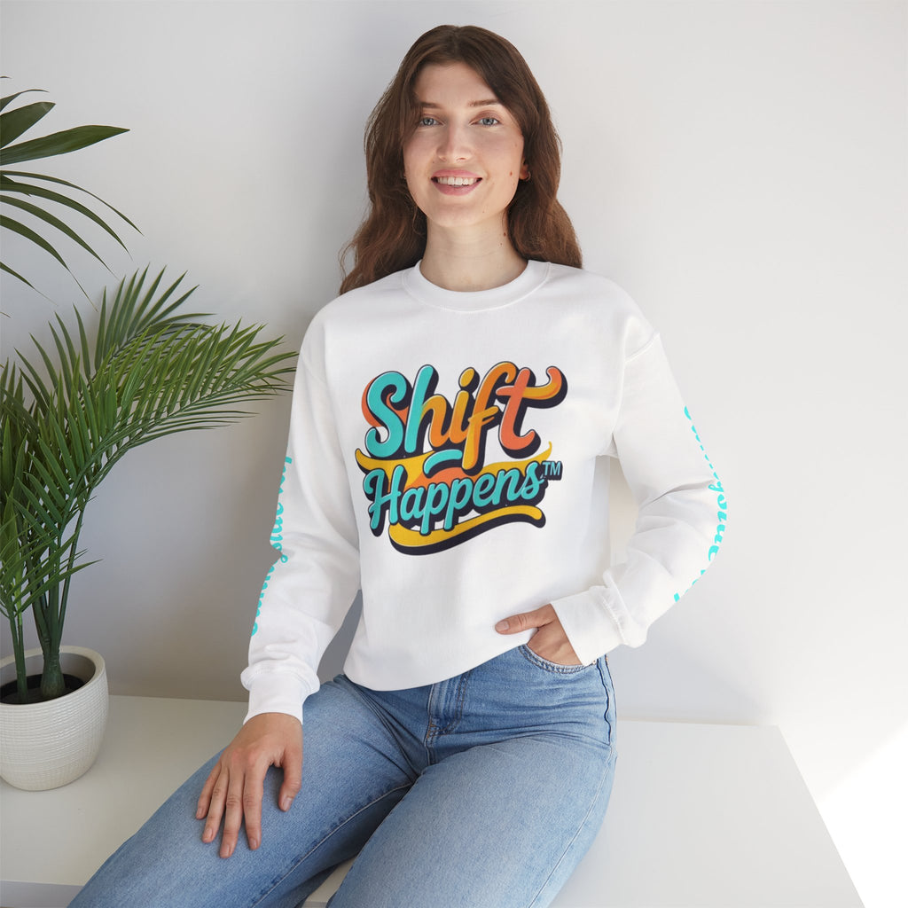 SHIFT Crewneck Sweatshirt — 'Shift Happens / Kiss My Sunnyside' Retro Graphic Pullover