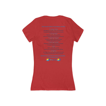 Led by Jesus. Running with the Saints.™ Women’s V-Neck Tee