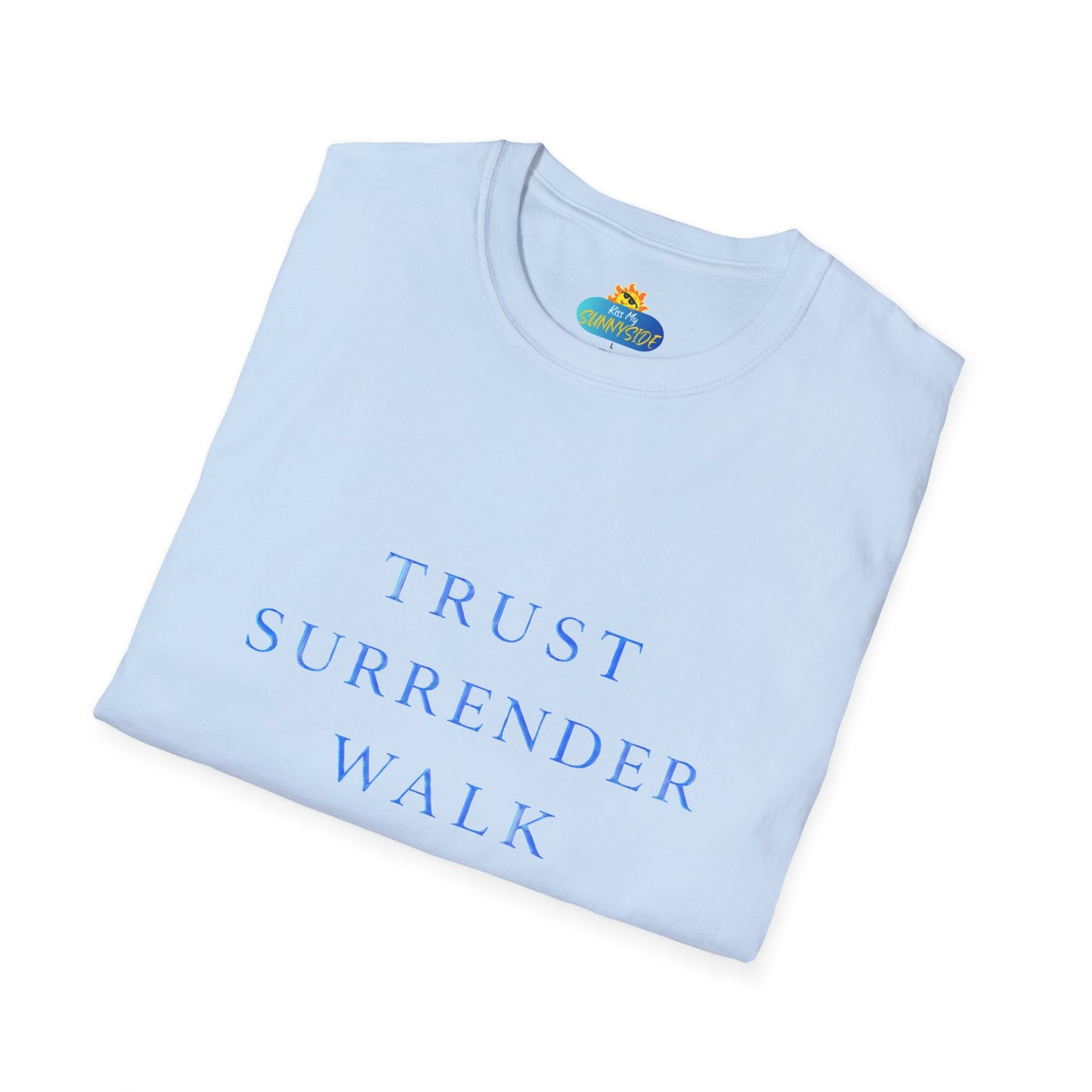 Trust Surrender Walk Abide Persevere™ Womens V-Neck Tee | Catholic Inspirational Shirt | Sunnyside Life™