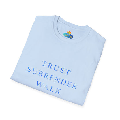 Trust Surrender Walk Abide Persevere™ Womens V-Neck Tee | Catholic Inspirational Shirt | Sunnyside Life™