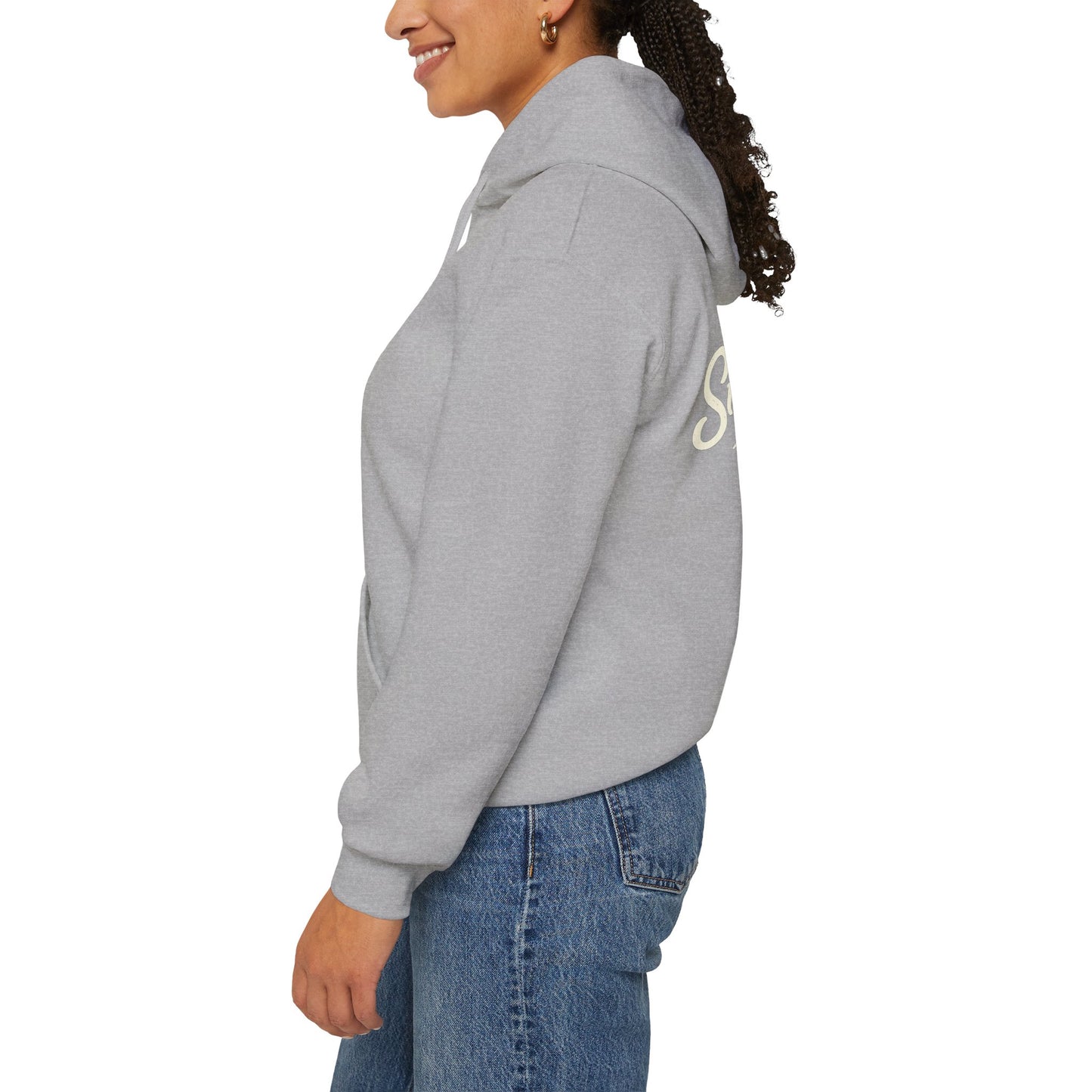 Live The Sunnyside Shift™ — Retro Sun Script Hooded Sweatshirt