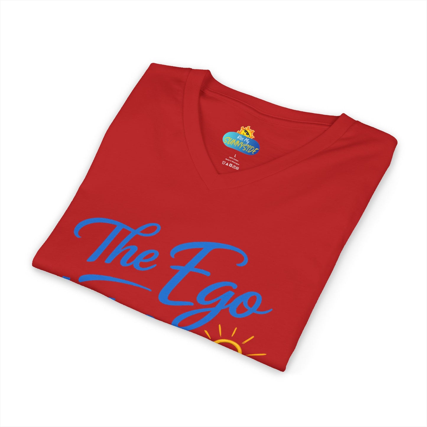 The Ego Hates Mirrors™ Unisex V-Neck | Sunnyside Life™ Self-Awareness Tee
