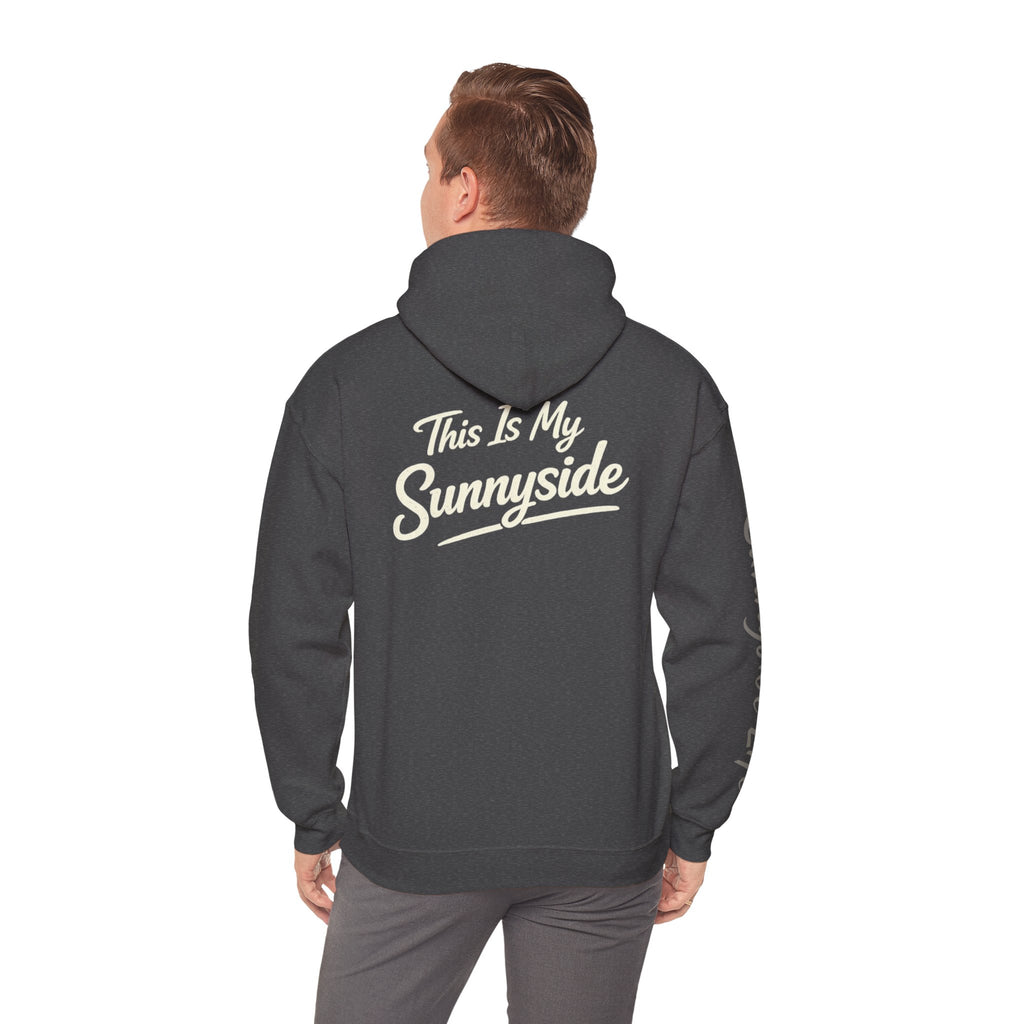 Live The Sunnyside Shift™ — Retro Sun Script Hooded Sweatshirt