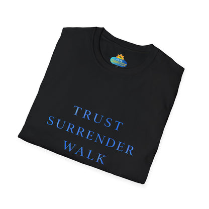 Trust Surrender Walk Abide Persevere™ Womens V-Neck Tee | Catholic Inspirational Shirt | Sunnyside Life™