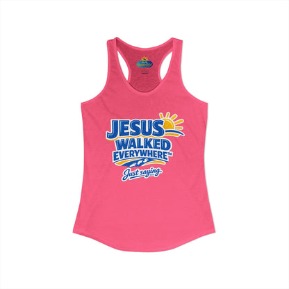 JESUS WALKED EVERYWHERE™ Racerback Tank Top – Just Saying | Christian Women’s Tank