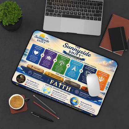 Sunnyside Shift™ Desk Mat — Faith-Based Productivity & Life Framework Desk Pad