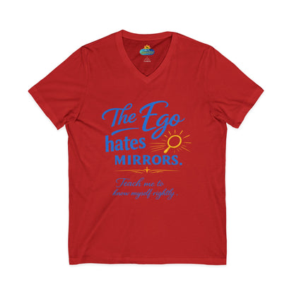 The Ego Hates Mirrors™ Unisex V-Neck | Sunnyside Life™ Self-Awareness Tee