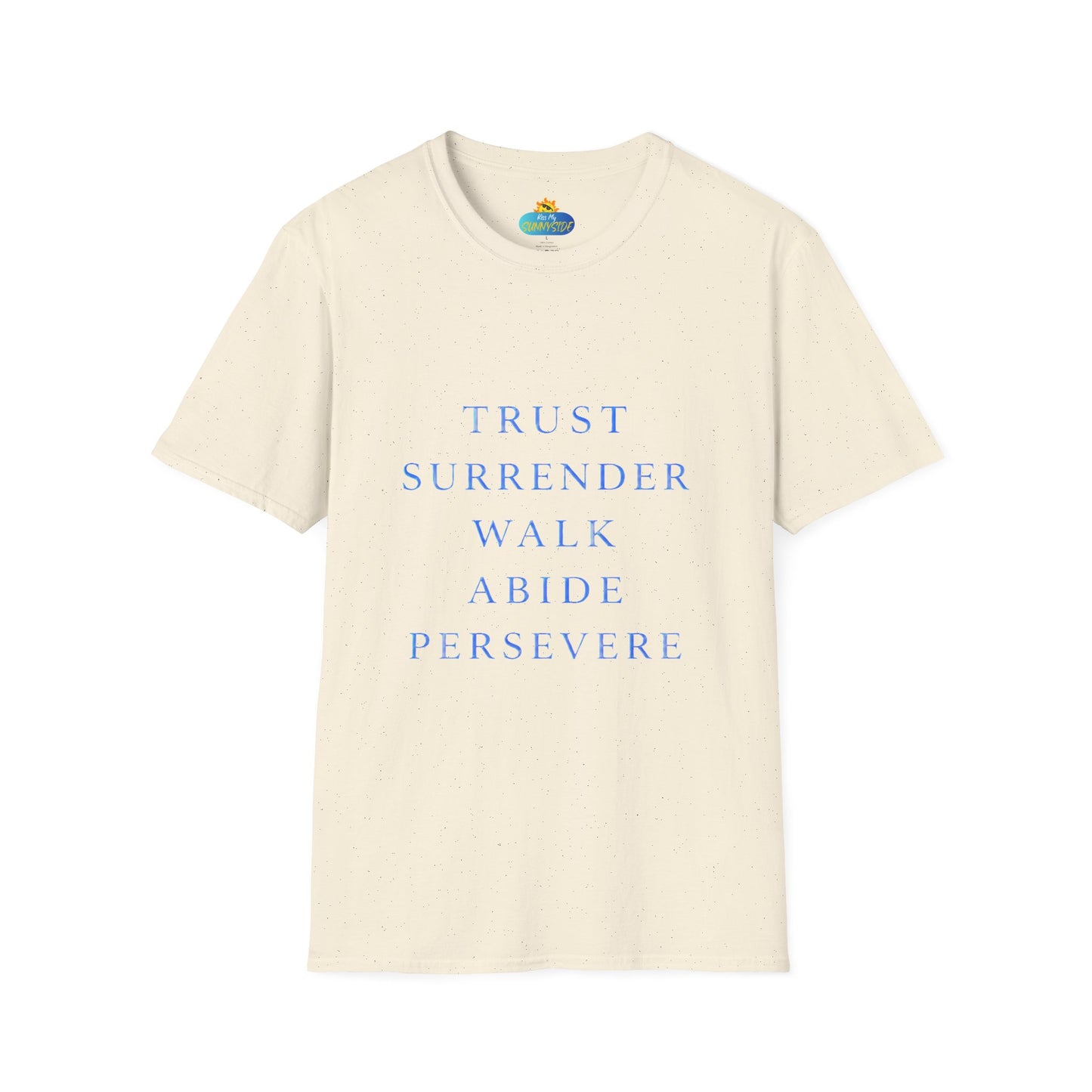 Trust Surrender Walk Abide Persevere™ Womens V-Neck Tee | Catholic Inspirational Shirt | Sunnyside Life™